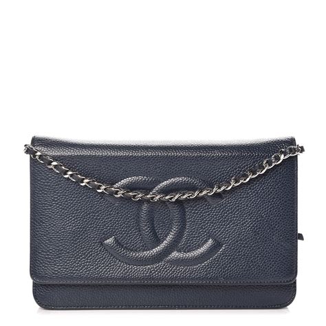 chanel wallet navy blue|CHANEL Caviar Timeless CC Wallet on Chain WOC Navy Blue .